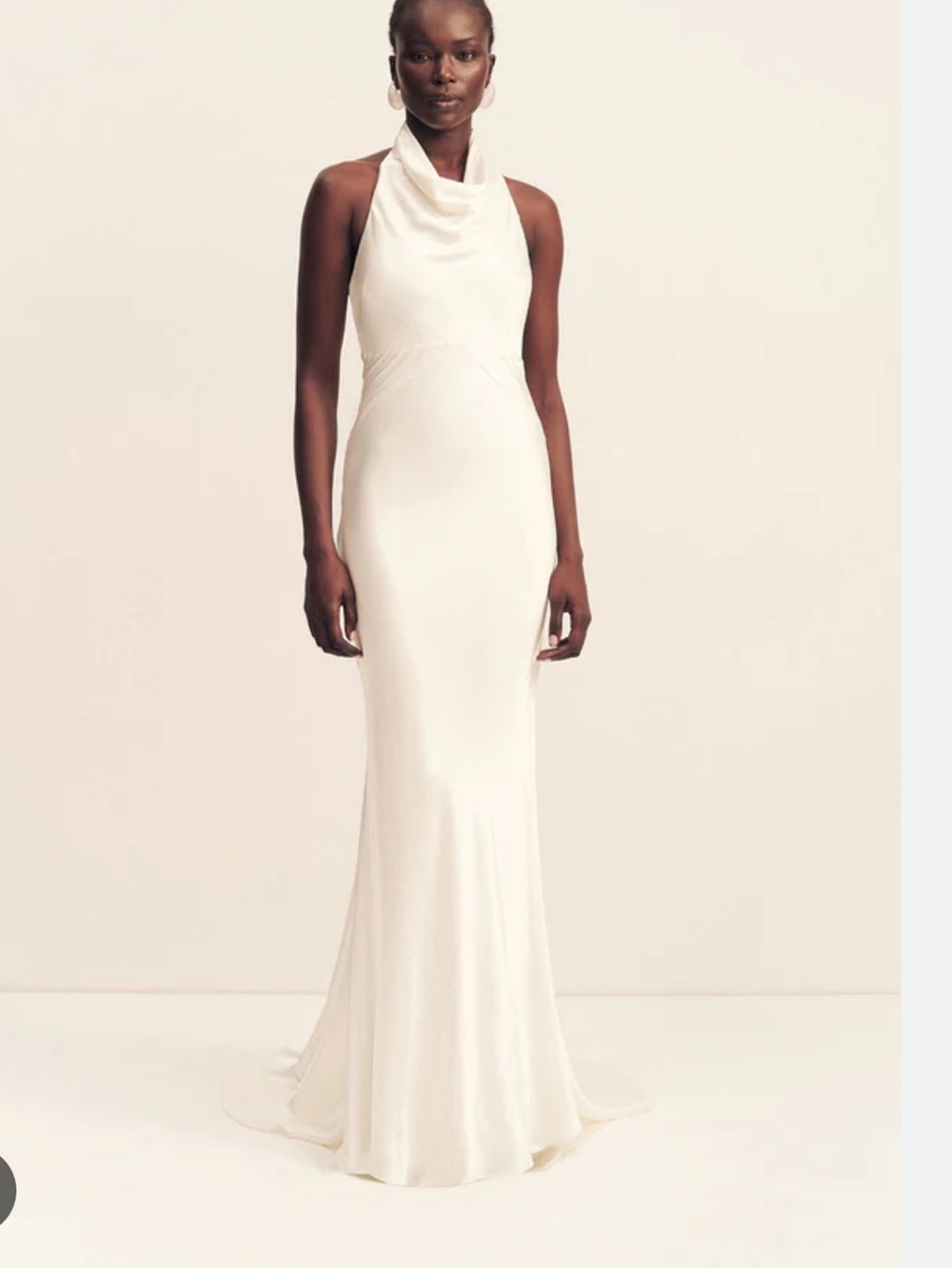 Shona Joy La Lune High Cowl Open Back Gown - White